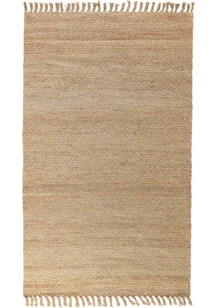 Alaçatı 8 Düz Natural Jüt Desen Otantik Motif Kara Tezgah Halı Çift Taraflı Kilim