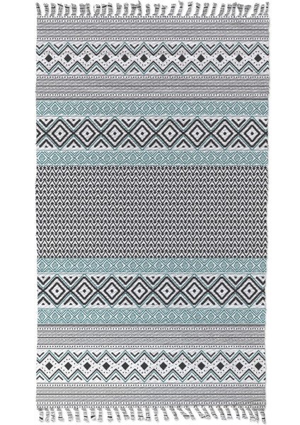 Alaçatı 40 Mint Yeşil Iskandinav Desen Otantik Motif Kara Tezgah Halı Çift Taraflı Kilim