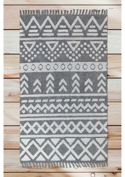 Alaçatı 65 Gri Iskandinav Kilim Desen Otantik Motif Kara Tezgah Halı Çift Taraflı Kilim