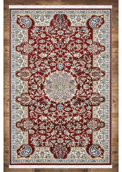 Kırmızı Mavi Desenli Yıkanabilir Kaymaz Klasik Salon Halısı Dekoratif Kilim ARM-1002