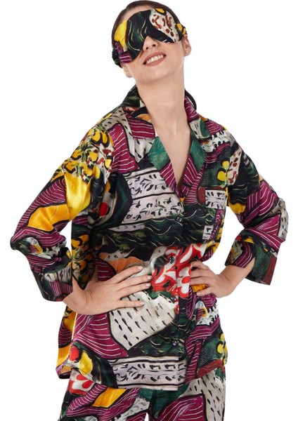 Ipek Gömlek Pantolon-Pijama Takımı | Henri Matisse Purple And Dress | Nomads Felt