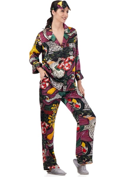 Ipek Gömlek Pantolon-Pijama Takımı | Henri Matisse Purple And Dress | Nomads Felt