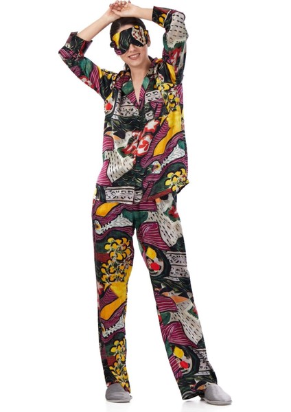 Ipek Gömlek Pantolon-Pijama Takımı | Henri Matisse Purple And Dress | Nomads Felt