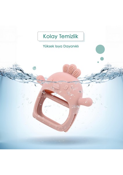 Silikon Bebek Diş Kaşıyıcı - Diş Kaşıma Eldiveni Yenidoğan Dişlik Pembe fırsatları