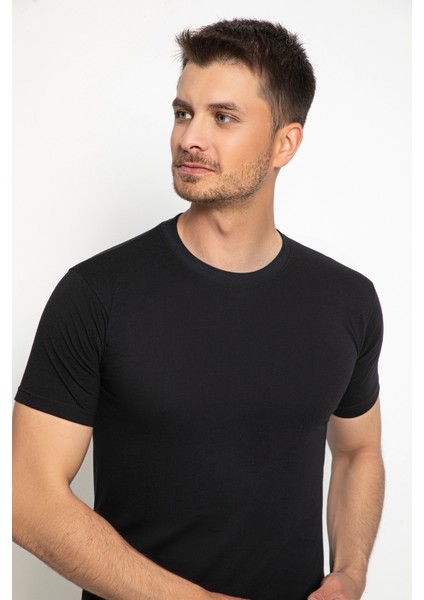 - 2 Adet Siyah 100 % Pamuk Penye Süprem Likralı Amerikan Yaka Kısa Kollu Atlet-T-Shirt- 910 fiyatları