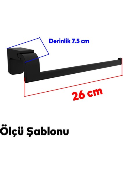 Banyo Lavabo Mutfak Aparat Uzun Kağıt Havluluk Standı Kağıtlık 26 cm Paslanmaz Metal Sağlam Siyah