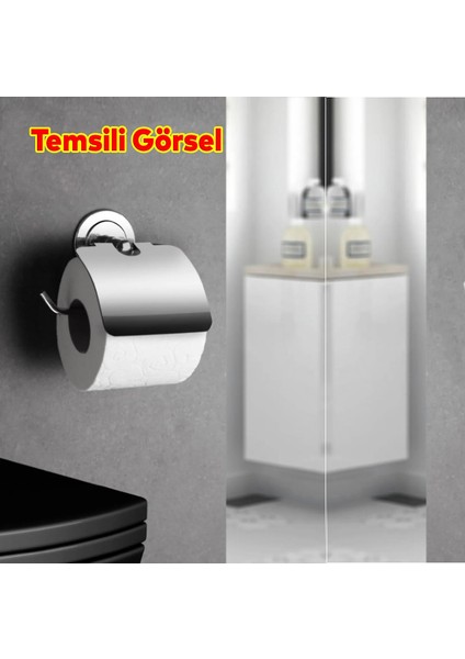Wc Kağıt Standı Tuvalet Kağıtlık Aparat Kapaklı Paslanmaz Metal Sağlam Kaliteli Krom
