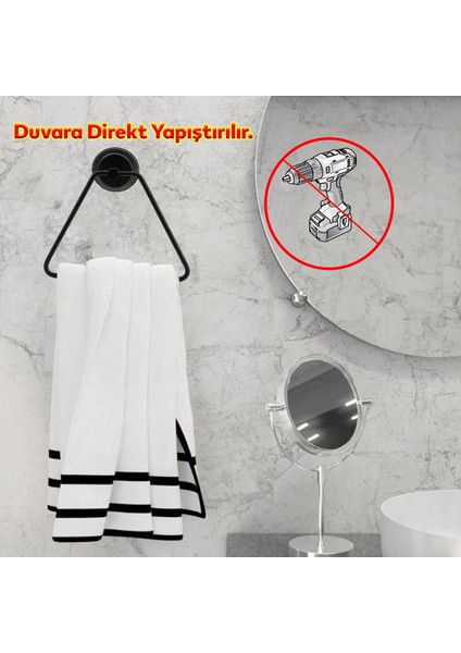 Yapışkanlı Lavabo Banyo Mutfak Bez Havlu Standı Askısı Paslanmaz Metal Siyah Bez Havluluk Üçgen modelleri