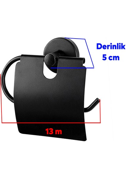 Kapaklı Wc Kağıt Standı Sağlam Kaliteli Siyah Tuvalet Kağıtlık Aparat Paslanmaz Metal