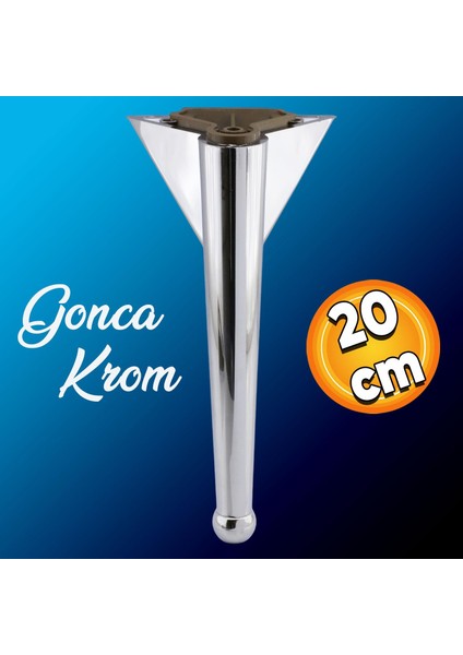 Gonca Lüks Mobilya Kanepe Sehpa Tv Ünitesi Koltuk Ayağı 20 Cm Krom Baza Ayakları