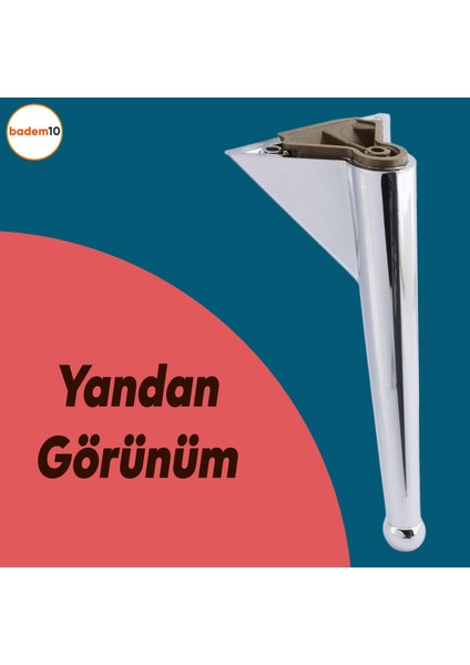 Gonca Lüks Mobilya Kanepe Sehpa Tv Ünitesi Koltuk Ayağı 20 Cm Krom Baza Ayakları