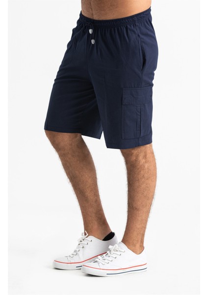 Gabardin Lastikli Erkek Şort Lacivert Lcvt