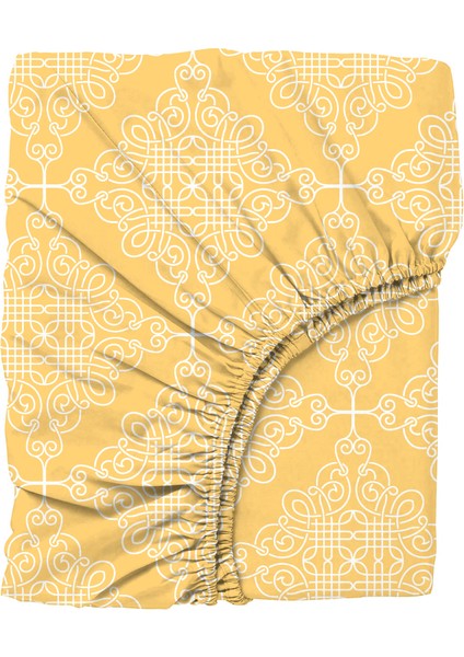 Çift Kişilik Lastikli Çarşaflı Nevresim Takımı Mermer Sarı indirimleri