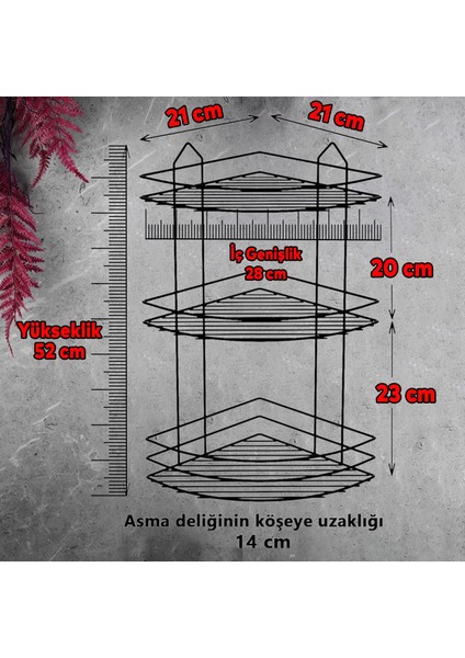 Banyo Duş Rafı Şampuanlık Köşelik Oval Siyah 3 Katlı Malzemelik Organizer Düzenleyici Mutfak Eşya Rafı fiyatları