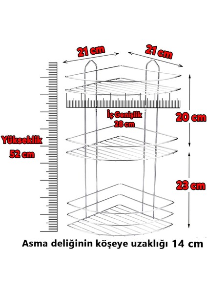Banyo Duş Rafı Şampuanlık Köşelik Oval Krom 3 Katlı Malzemelik Organizer Düzenleyici Mutfak Eşya Rafı fiyatları