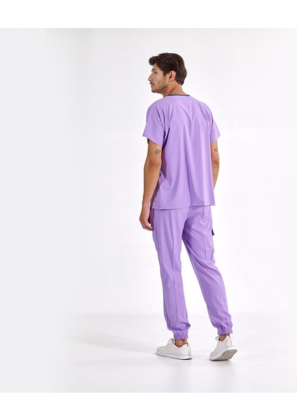Jogger Lüks Kaliteli Likralı Doktor Hemşire Forması Scrubs Lila