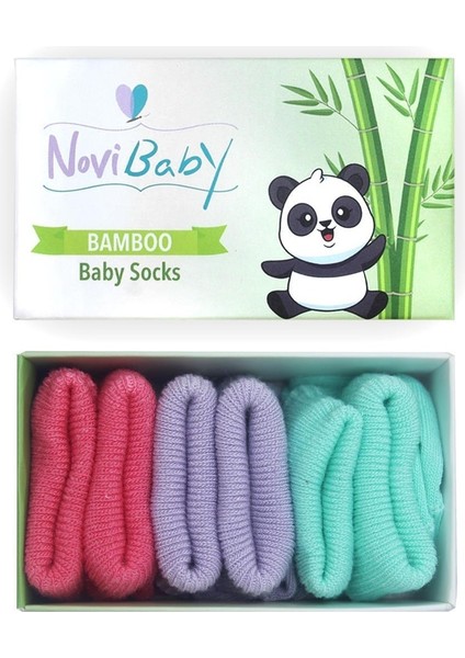 3'Lü Bambu Yenidoğan Bebek Çorap Purple Candy