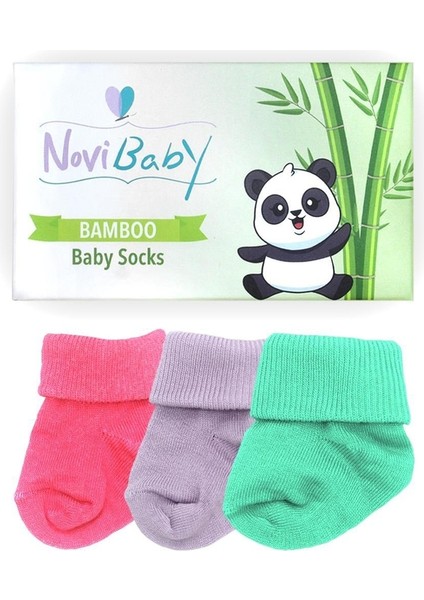 3'Lü Bambu Yenidoğan Bebek Çorap Purple Candy