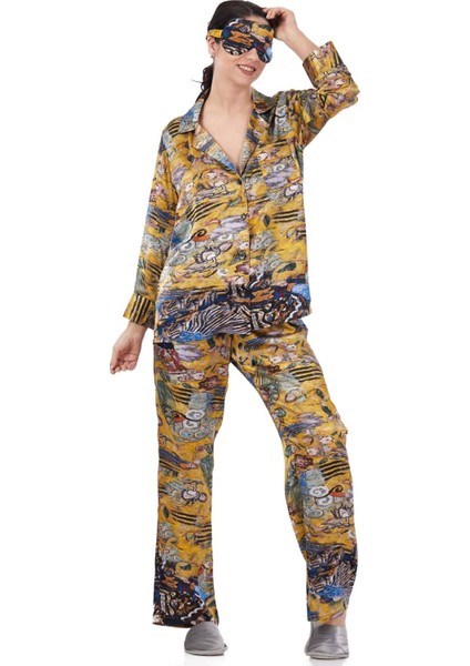 Ipek Gömlek Pantolon-Pijama Takımı | Lady With Fan | Nomads Felt