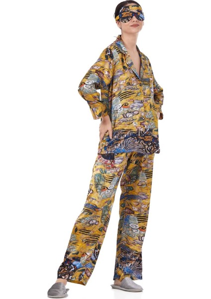 Ipek Gömlek Pantolon-Pijama Takımı | Lady With Fan | Nomads Felt