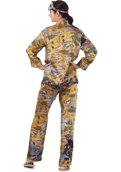 Ipek Gömlek Pantolon-Pijama Takımı | Lady With Fan | Nomads Felt