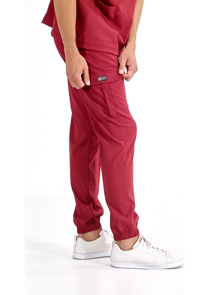 Jogger Lüks Kaliteli Likralı Doktor Hemşire Forması Scrubs Bordo