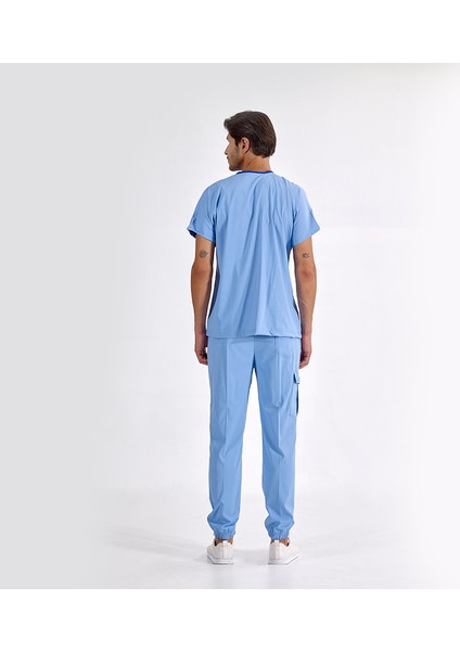 Jogger Lüks Kaliteli Likralı Doktor Hemşire Forması Scrubs Açık Mavi fırsatları