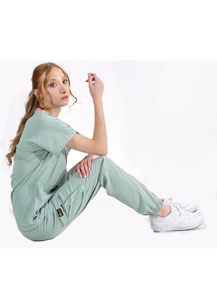 Jogger Lüks Kaliteli Likralı Doktor Hemşire Forması Scrubs Mint Yeşili fiyatları