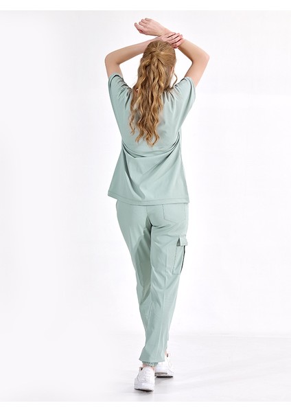 Jogger Lüks Kaliteli Likralı Doktor Hemşire Forması Scrubs Mint Yeşili modelleri