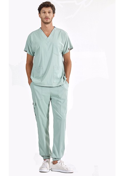 Jogger Lüks Kaliteli Likralı Doktor Hemşire Forması Scrubs Mint Yeşili fırsatları