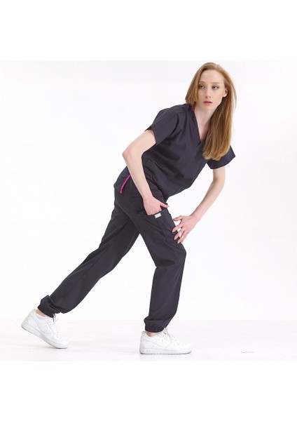 Jogger Lüks Kaliteli Likralı Doktor Hemşire Forması Scrubs Lacivert