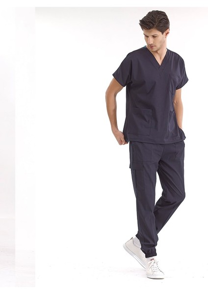 Jogger Lüks Kaliteli Likralı Doktor Hemşire Forması Scrubs Lacivert