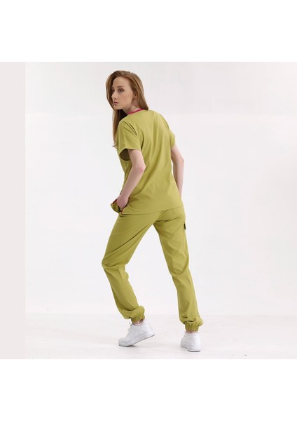 Jogger Lüks Kaliteli Likralı Doktor Hemşire Forması Scrubs Antep Fıstığı