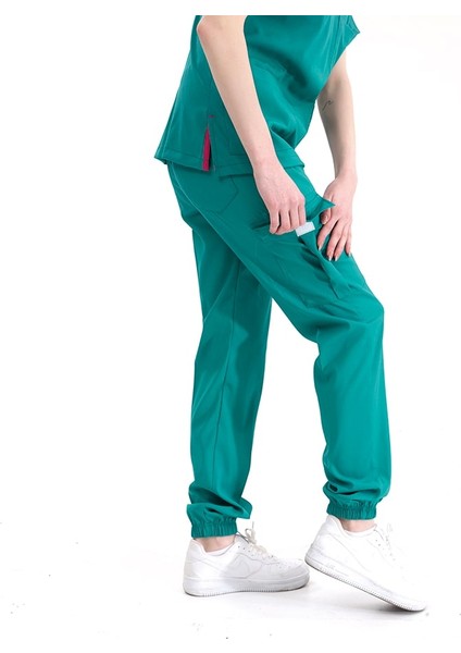 Jogger Lüks Kaliteli Likralı Doktor Hemşire Forması Scrubs Ameliyathane Yeşili