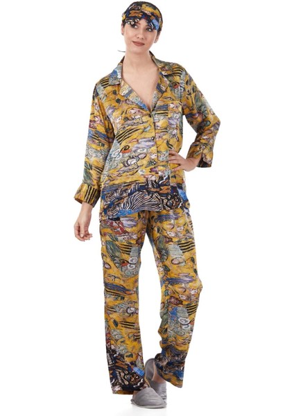 Ipek Gömlek Pantolon-Pijama Takımı | Lady With Fan | Nomads Felt modelleri