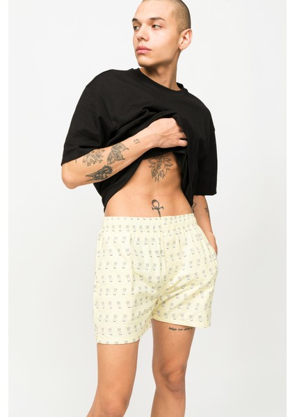 Desenli Erkek Ev Şort – Chill Space Collection – Lama modelleri