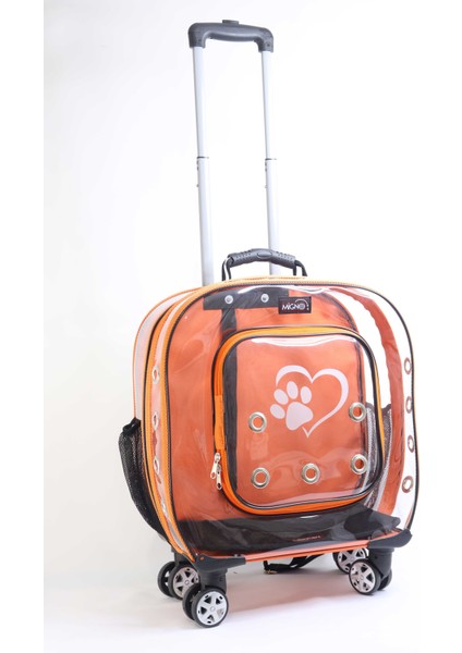 Prestige Model Şeffaf Kedi Köpek Taşıma Çantaları Küçük Turuncu