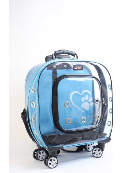 Prestige Model Şeffaf Kedi Köpek Taşıma Çantaları Küçük Turkuaz