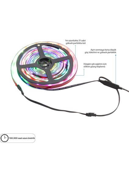 3m Rgb LED Strip With Remote CONTROL(5V/2A)