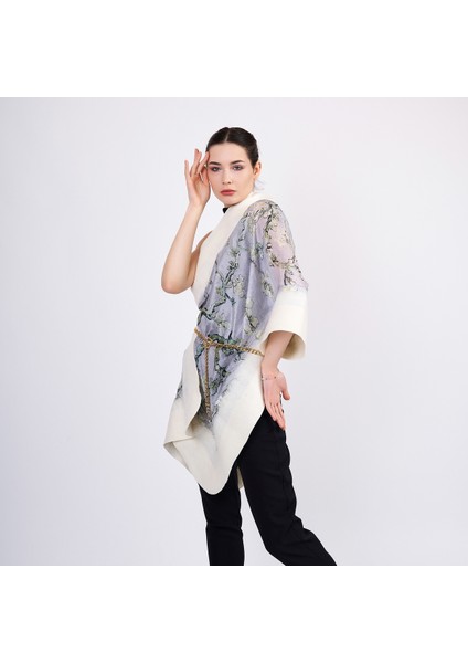 Ipek-Keçe Şal | Gri | Van Gogh Badem Ağacı | Nomads Felt