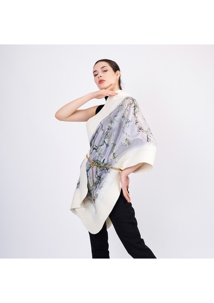 Ipek-Keçe Şal | Gri | Van Gogh Badem Ağacı | Nomads Felt
