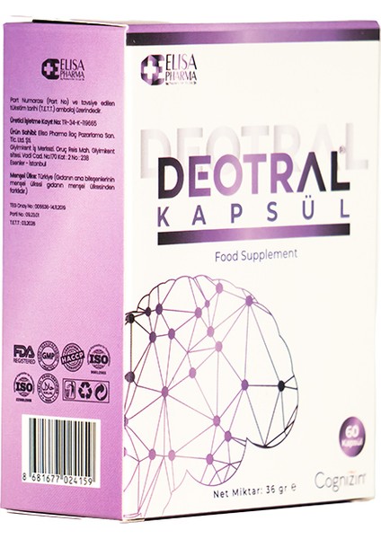 60 Kapsül, Sitikolin, Fosfatidilserin, Mg, Zn, Se, Folik Asit, L-Theanine, B Vitamini İçeren Takviye Edici Gıda