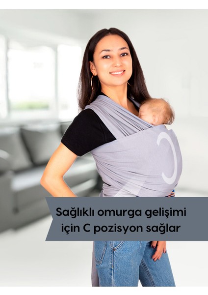 Egg Baby Bebek Sling Kanguru Esnek Wrap Sling Bebek Taşıma Şalı Gri