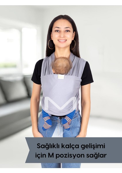 Egg Baby Bebek Sling Kanguru Esnek Wrap Sling Bebek Taşıma Şalı Gri