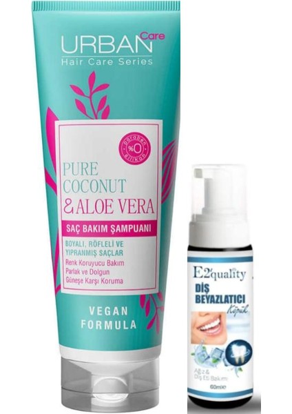 Pure Coconut & Aloe Vera Saç Bakım Şampuanı- Diş Beyazlatıcı Köpük Hediye