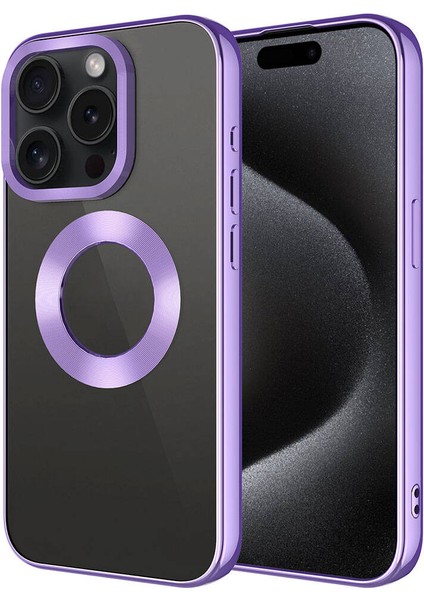 iPhone 15 Pro ile Uyumlu Kılıf Kamera Korumalı Logo Gösteren Parlak Colored Z-Omega Kapak