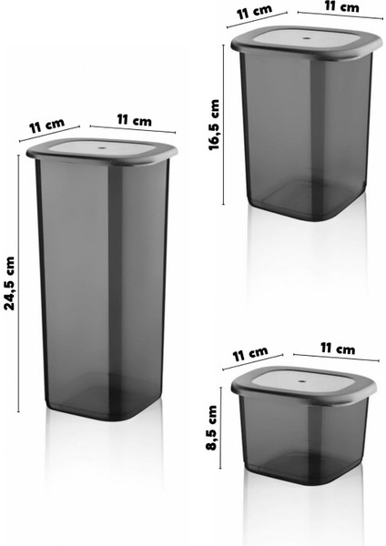 PP Plastik Saklama Kabı Seti 30'lu 0,5-1,2-1,75 Lt Kırılmaz Antrasit Mutfak Düzenleyici modelleri