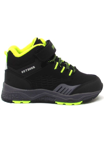 P-1391 Siyah / Sarı Unısex Çocuk Cırt Bağlı Trekking Bot