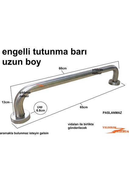 Engelli Tutunma Barı 60CM Ekonomik Banyo Tutamak Yaşlı Küvet Tutamak Uzun Boylu fiyatları