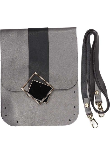 Kare Tokalı Mini Çanta Seti Gold Kancalı